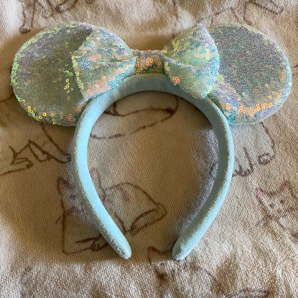 Powder Blue Shimmer Mouse Ears Hair Accessory headband adult or children